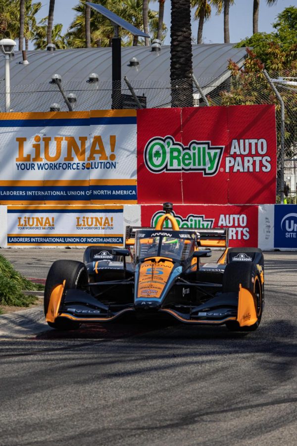 Pato OWard (#5) of Arrow McLaren posted the best lap time in the first practice of the 48th Annual Grand Prix of Long Beach with a lap time of 01:06.6999.