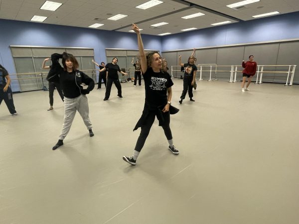 Kristina Urteaga, a dance instructor at Rio Hondo College, gives a dance class to students in the Rio Hondo KDA building on Tuesday Nov. 14, 2023.